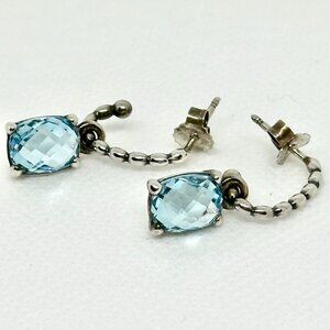 Pandora Cool Breeze Blue Topaz and Silver Earrings
